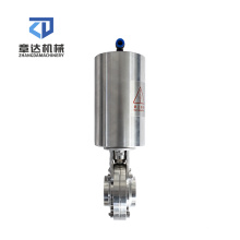 Sanitary stainless steel pneumatic actuated electric butterfly valve clamp/weld/threaded connected pneumatic butterfly valve